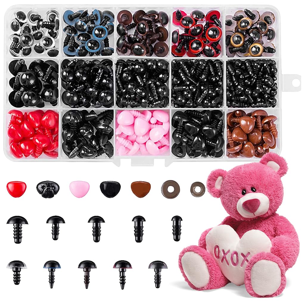 PATPAT 752pcs Googly Eyes for Craft Safety Eyes for Amigurumi Screw Fittings Stuffed Toy Eyes Nose Fittings with Assorted Size for DIY Doll Making, Toy Making, Handicraft Crochet Toy, Stuffed Toy PATPAT 752pcs Googly Eyes for Craft Safety Eyes for Amigurumi Screw Fittings Stuffed Toy Eyes Nose Fittings with Assorted Size for DIY Doll Making, Toy Making, Handicraft Crochet Toy, Stuffed Toy